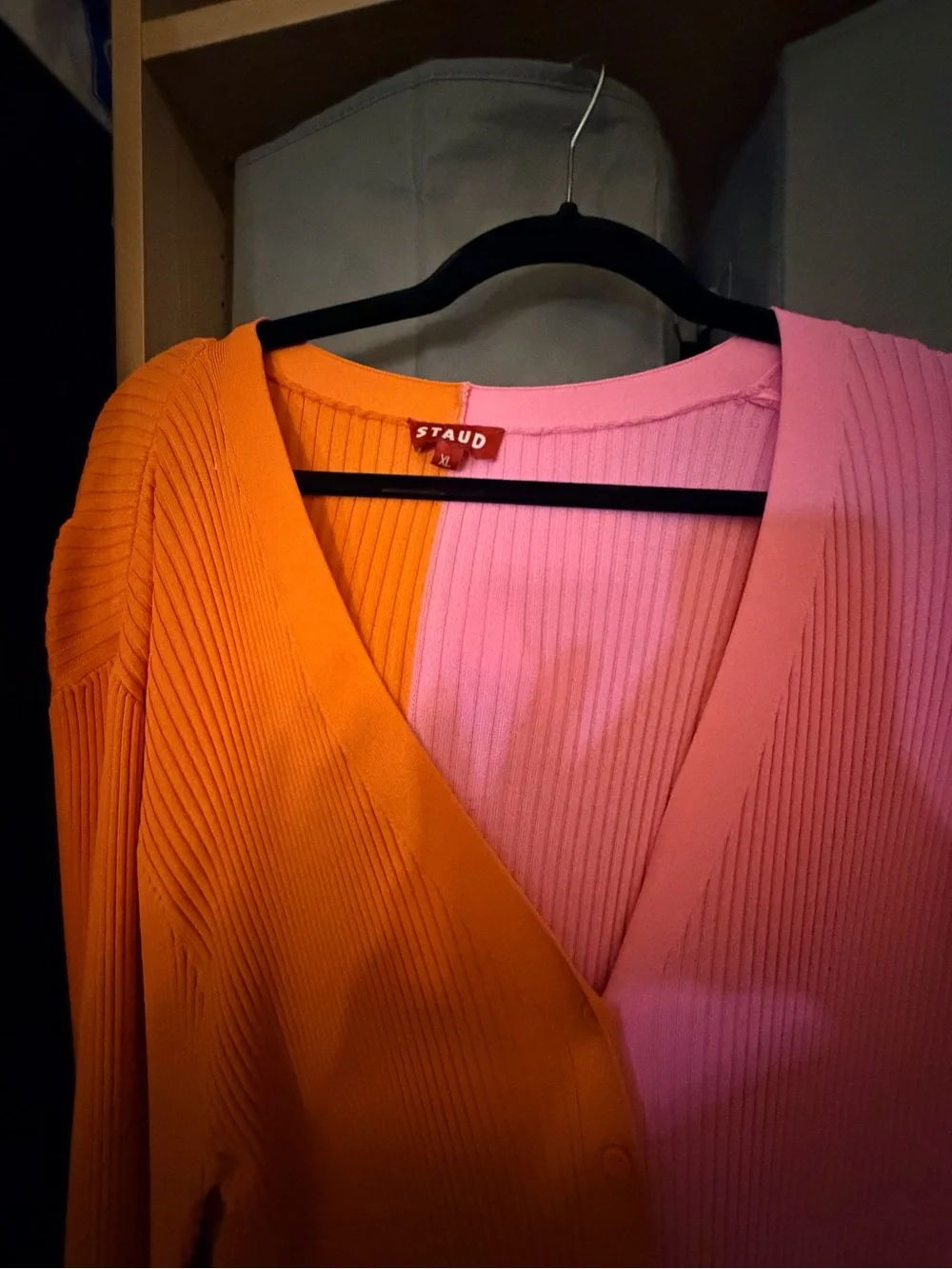 Colorblock Long Sleeve Staud Dress - Pink & Orange - Picture 3 of 3